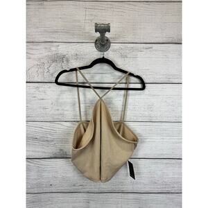 Eloquii Plus Size Tan Ribbed Halter Neck Crop Tank Size 18/20